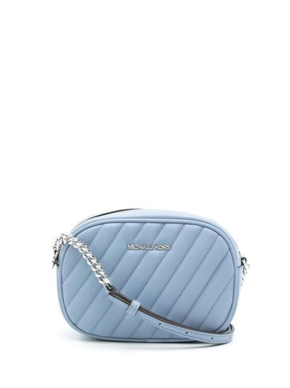 Michael Kors Light Blue Quilted Chevron Crossbody with Chain Strap
